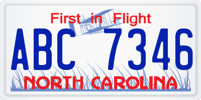 NC license plate ABC7346