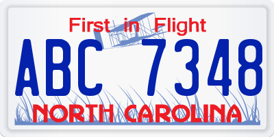 NC license plate ABC7348