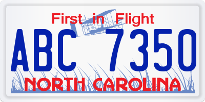 NC license plate ABC7350