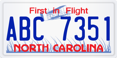 NC license plate ABC7351