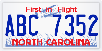 NC license plate ABC7352