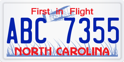 NC license plate ABC7355