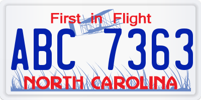 NC license plate ABC7363