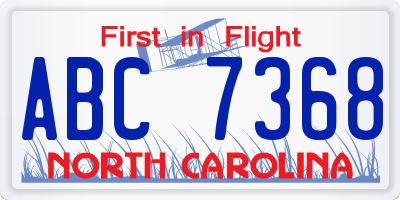 NC license plate ABC7368