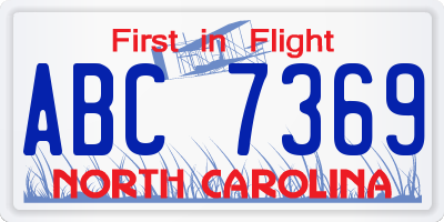 NC license plate ABC7369