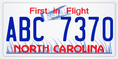 NC license plate ABC7370