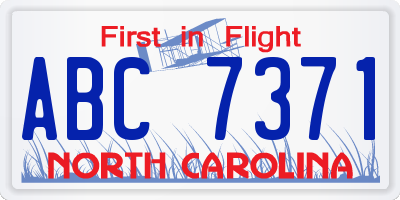 NC license plate ABC7371