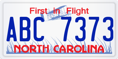NC license plate ABC7373