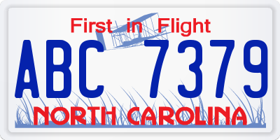 NC license plate ABC7379