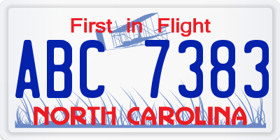 NC license plate ABC7383