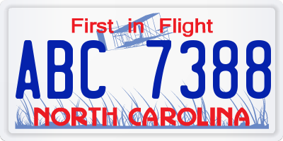 NC license plate ABC7388