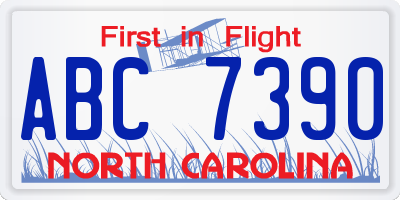 NC license plate ABC7390