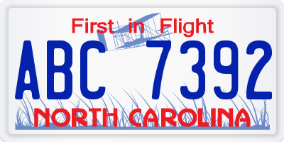 NC license plate ABC7392