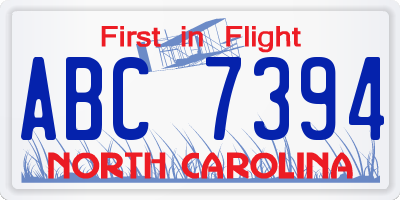 NC license plate ABC7394