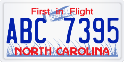 NC license plate ABC7395