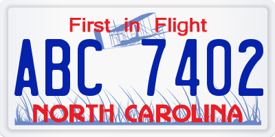 NC license plate ABC7402