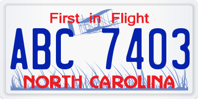 NC license plate ABC7403