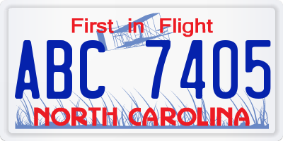 NC license plate ABC7405