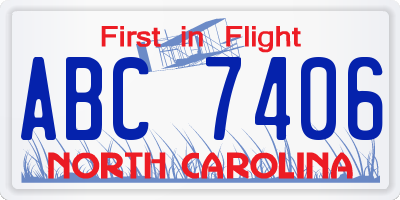NC license plate ABC7406