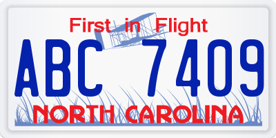 NC license plate ABC7409