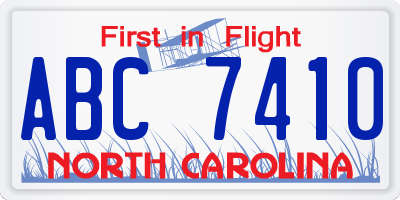 NC license plate ABC7410