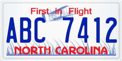 NC license plate ABC7412