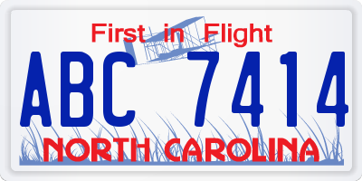 NC license plate ABC7414