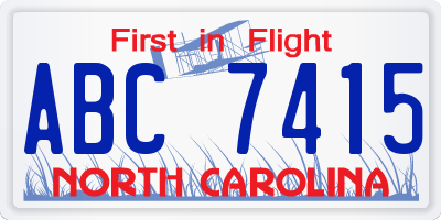 NC license plate ABC7415