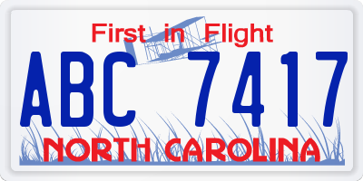 NC license plate ABC7417