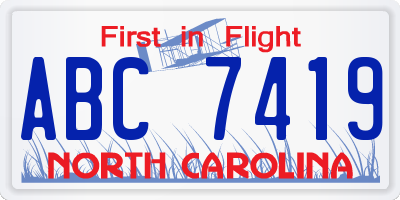 NC license plate ABC7419