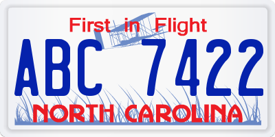 NC license plate ABC7422