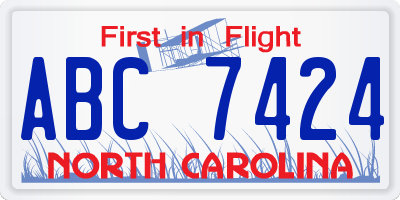 NC license plate ABC7424