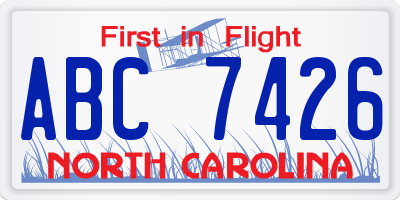 NC license plate ABC7426