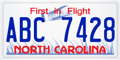 NC license plate ABC7428