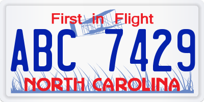 NC license plate ABC7429