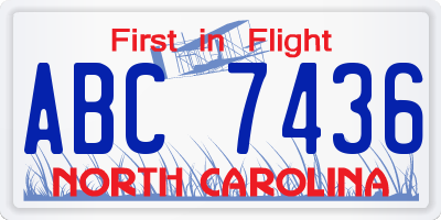 NC license plate ABC7436