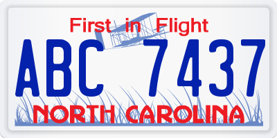 NC license plate ABC7437