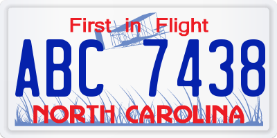 NC license plate ABC7438