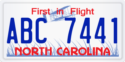 NC license plate ABC7441