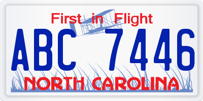 NC license plate ABC7446