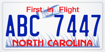 NC license plate ABC7447