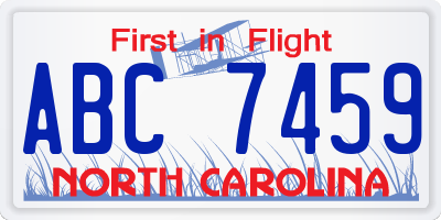 NC license plate ABC7459