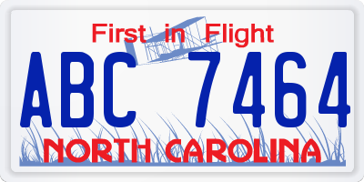 NC license plate ABC7464