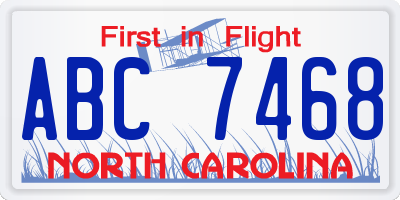 NC license plate ABC7468