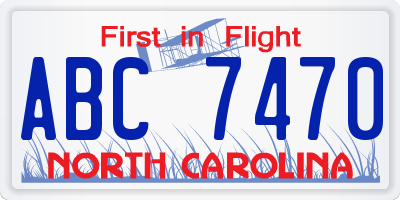 NC license plate ABC7470