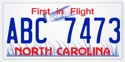 NC license plate ABC7473