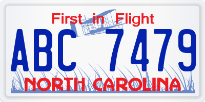 NC license plate ABC7479