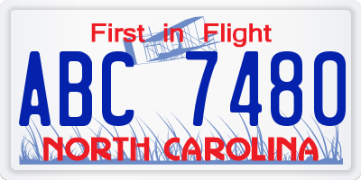 NC license plate ABC7480