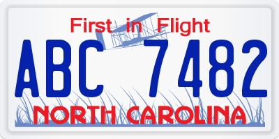 NC license plate ABC7482