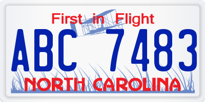 NC license plate ABC7483